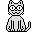 Animated pixel art cat with wagging tail and blinking eyes.